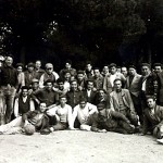 Les ouvriers du chantier de l’Hôtel Sant Roc (Calella de Palafrugell), à la sortie d’un match de foot